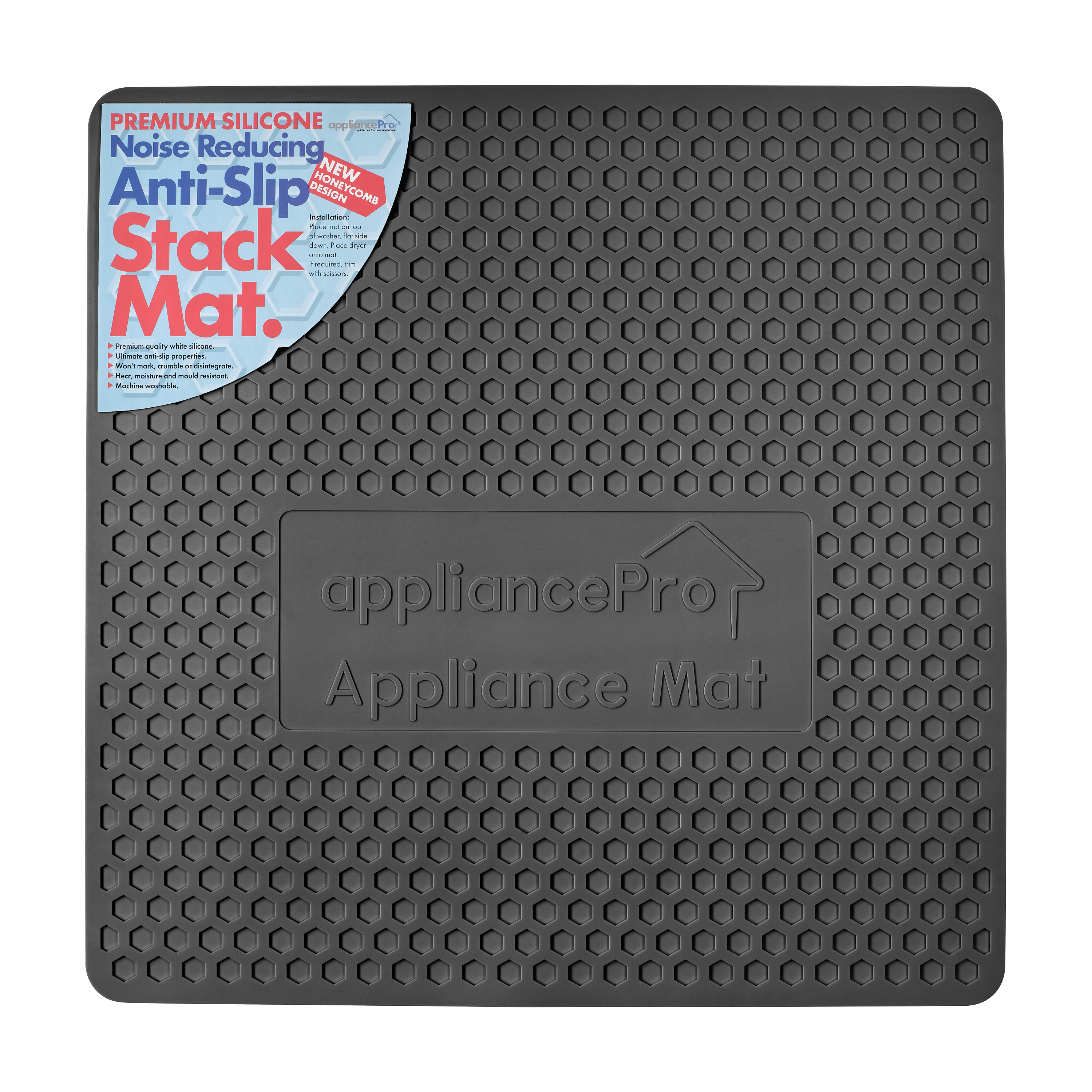 Black Front Load Washer & Dryer Stacking Mat. Universal + reduces noise - Image 2